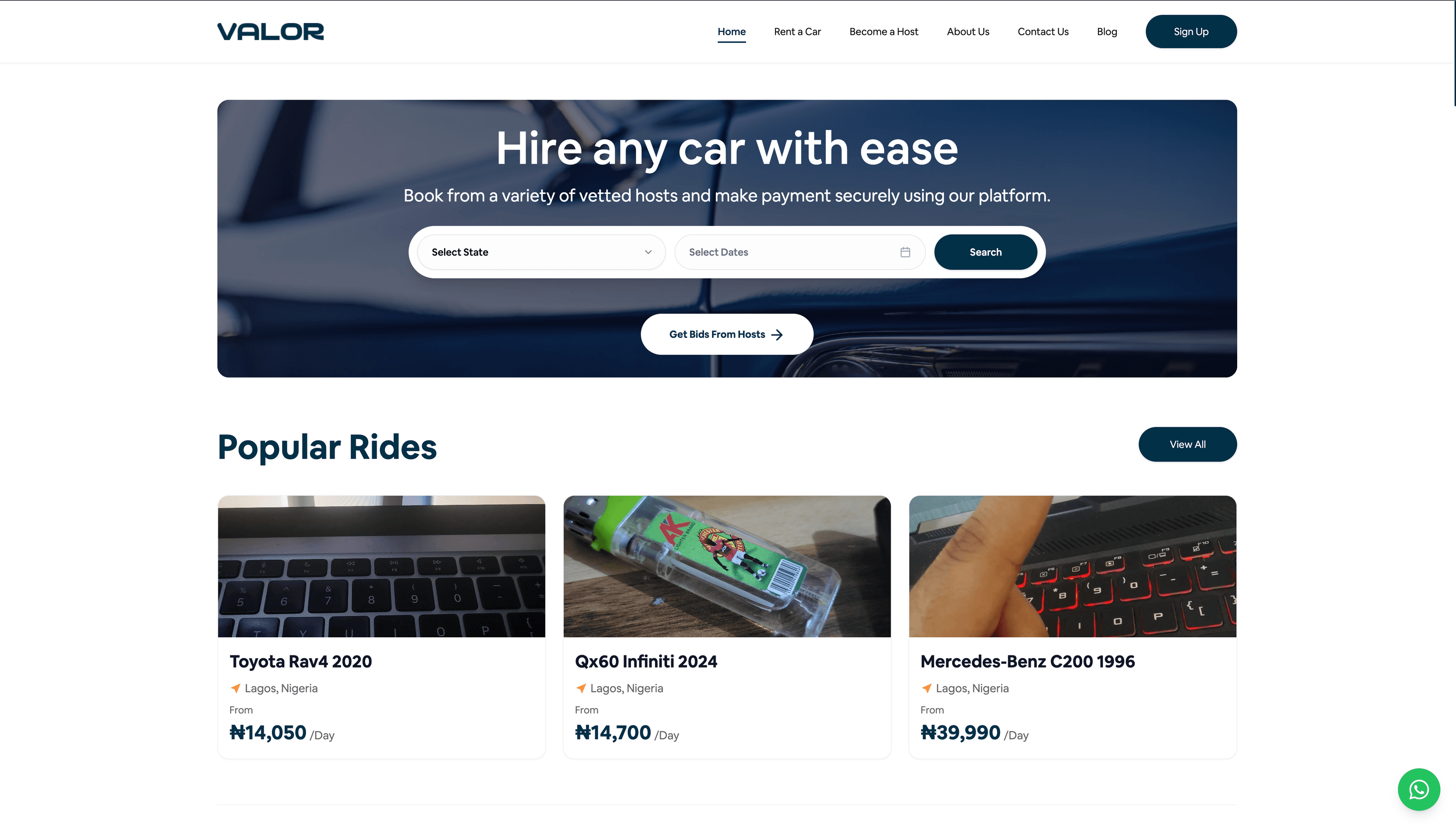ValorHire website screenshot